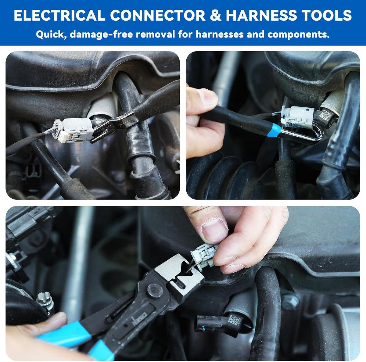 DISEN 13-Piece Automotive Disconnect Pliers Set, Electrical Connector Removal Tools for Fuel Lines, Hoses & Wiring Harnesses