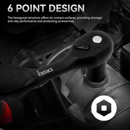 DISEN 57-Piece 1/4" Drive Impact Socket Set | Deep & Shallow SAE/Metric Sockets | CR-V Steel | Quick-Release Ratchet & Adapter Kit | Heavy-Duty Storage Case