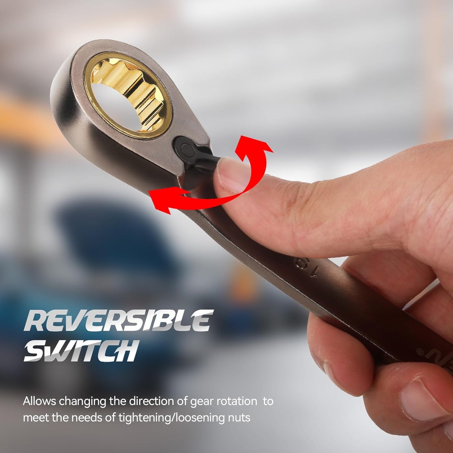 DISEN 12-Piece Reversible Ratcheting Wrench Set | Metric 8-19mm | 72-Tooth Crank Design | CR-V Steel with Nickel Plating & Organizer Rack