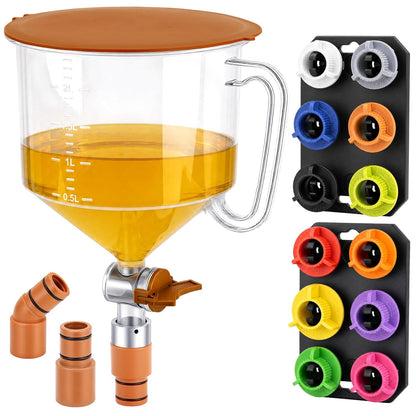 DISEN 17-Piece Engine Oil Funnel Kit, 2L Leak-Proof Funnel with 12 Adapters & Magnetic Storage Trays