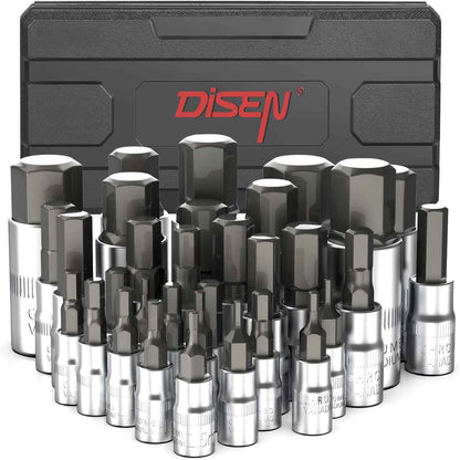 DISEN 32-Piece HEX Bit Socket Set, SAE & Metric Allen Socket Set