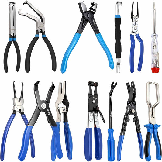 DISEN 13-Piece Automotive Disconnect Pliers Set, Electrical Connector Removal Tools for Fuel Lines, Hoses & Wiring Harnesses