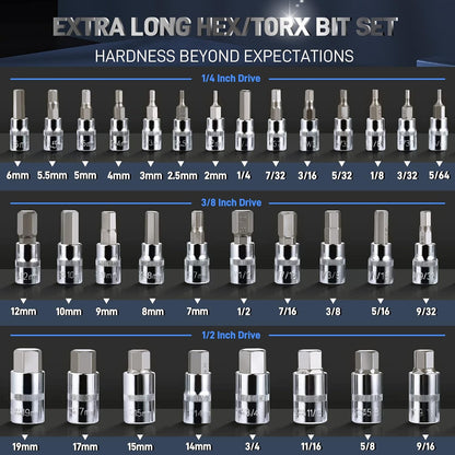 DISEN 32-Piece HEX Bit Socket Set, SAE & Metric Allen Socket Set