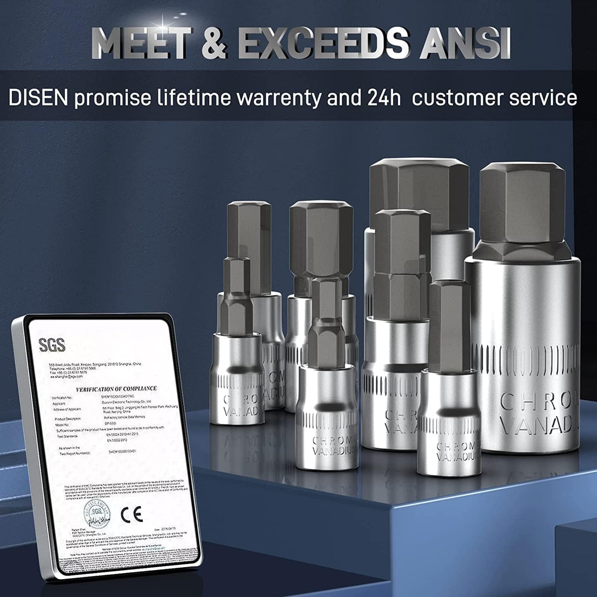 DISEN 32-Piece HEX Bit Socket Set, SAE & Metric Allen Socket Set