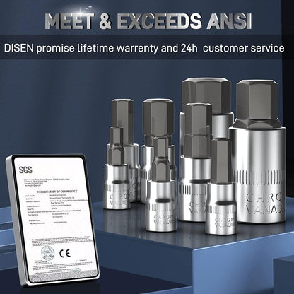 DISEN 32-Piece HEX Bit Socket Set, SAE & Metric Allen Socket Set