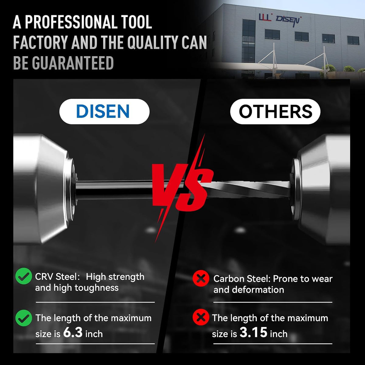 DISEN 9-Piece Torx Star Key Set, Long Arm T10–T50, Chrome Vanadium Steel