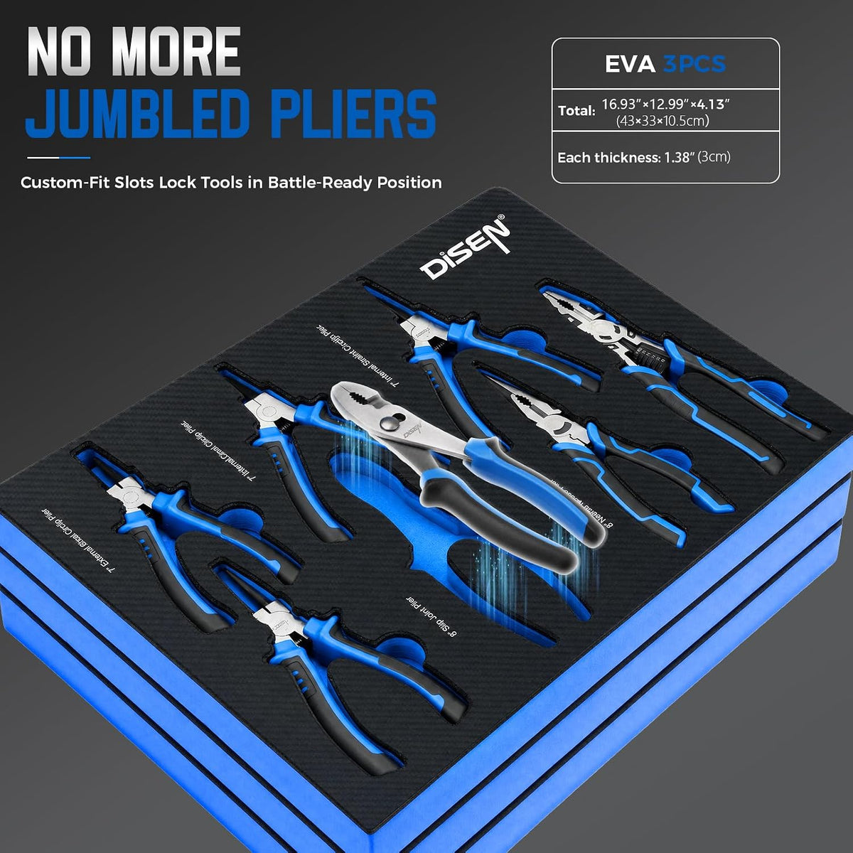 DISEN 25-Piece Pliers Set, Multi-Purpose Assortment with Groove Joint, Needle Nose, Locking & Wire Stripper Pliers