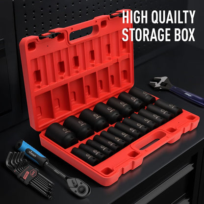 DISEN 32-Piece Black HEX Bit Impact Socket Set, SAE & Metric Allen Sockets