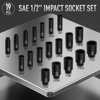 DISEN 32-Piece Black HEX Bit Impact Socket Set, SAE & Metric Allen Sockets