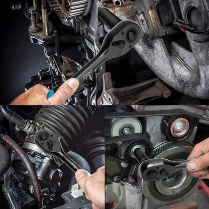 DISEN  Black Ratchet Wrench Set | 3-Piece, 1/4", 3/8" & 1/2" Drive Ratchet Handle, 90-Tooth