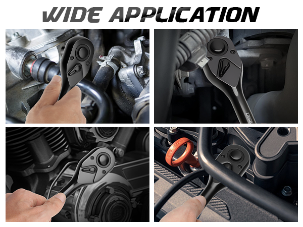 DISEN  Black Ratchet Wrench Set | 3-Piece, 1/4", 3/8" & 1/2" Drive Ratchet Handle, 90-Tooth