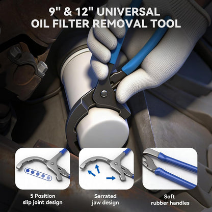 DISEN 8-Piece Oil Filter Wrench Set, Adjustable 3-Jaw Removal Tools, 2-3/4"–5-1/4" with Storage Case