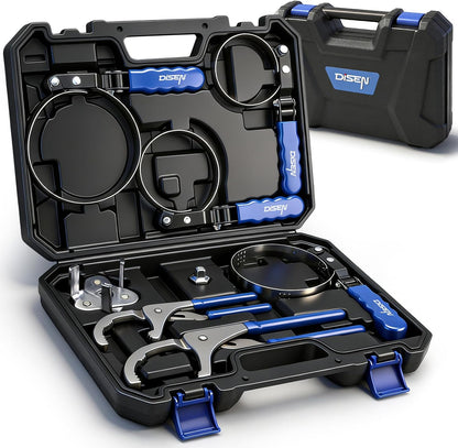 DISEN 8-Piece Oil Filter Wrench Set, Adjustable 3-Jaw Removal Tools, 2-3/4"–5-1/4" with Storage Case